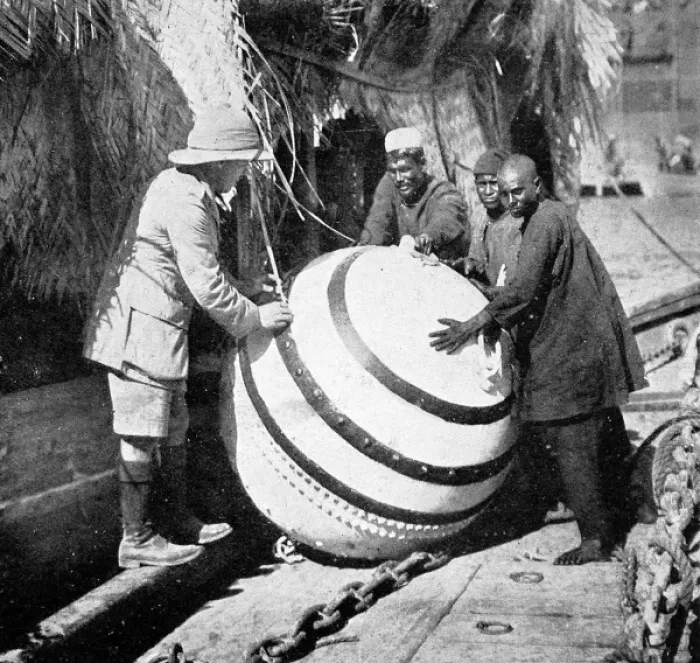 Framed Print : A Mine used as a Buoy, 1916 Framed Print : A Mine used as a Buoy, 1916