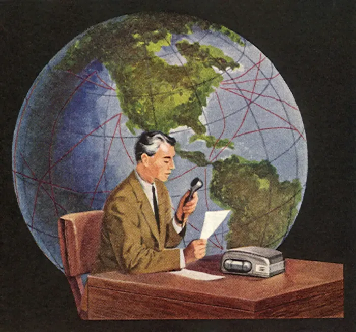 Framed Print : Using Dictation Machine Date: 1954 Framed Print : Using Dictation Machine Date: 1954