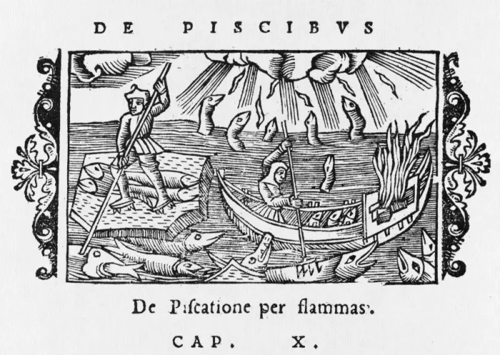 Framed Print : Using Fire to Catch Fish Framed Print : Using Fire to Catch Fish