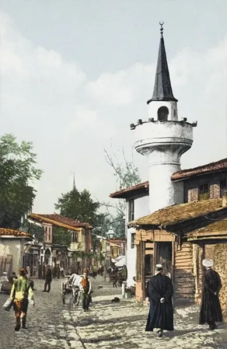 Framed Print : Uskudar - Street scene with small minaret Framed Print : Uskudar - Street scene with small minaret