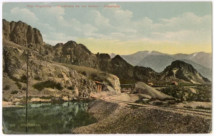 Framed Print : Uspallata, Andes, Mendoza Province, Argentina, South America, near the border with Chile, with the Transandine railway line running through. Date: circa 1912 Framed Print : Uspallata, Andes, Mendoza Province, Argentina, South America, near the border with Chile, with the Transandine railway line running through. Date: circa 1912