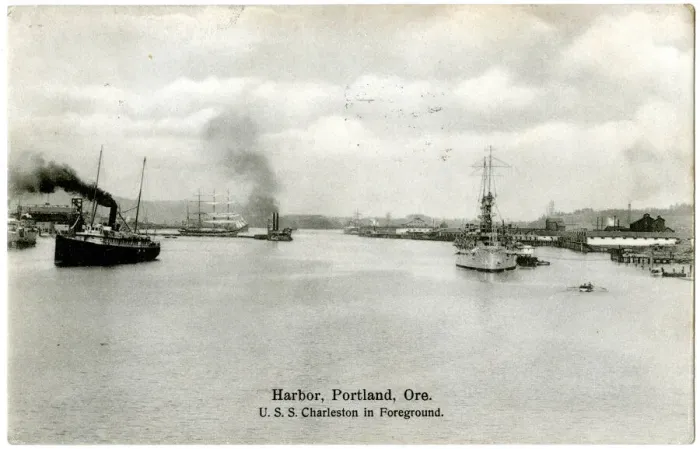 Framed Print : USS Charleston in harbour, Portland, Oregon, USA Framed Print : USS Charleston in harbour, Portland, Oregon, USA