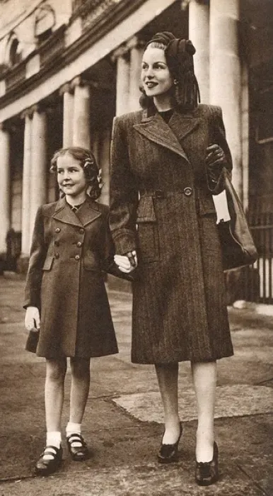 Framed Print : Utility coats for mother and daughter, 1947 Framed Print : Utility coats for mother and daughter, 1947