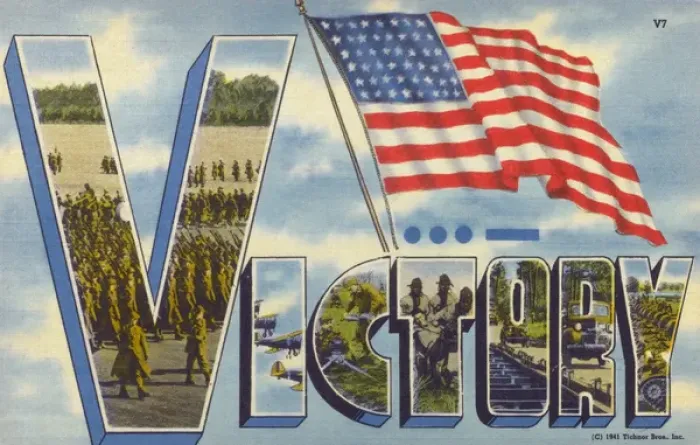 Framed Print : V for Victory. US World War Two propaganda postcard Framed Print : V for Victory. US World War Two propaganda postcard