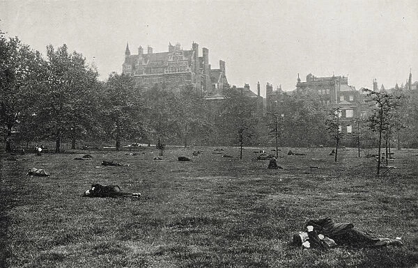 Vagrants asleep in Green Park, Central London