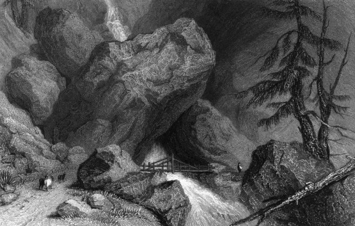 Framed Print : VAL ISERE. Scene in the Val Isere near Tegnies. Date: 1836 Framed Print : VAL ISERE. Scene in the Val Isere near Tegnies. Date: 1836