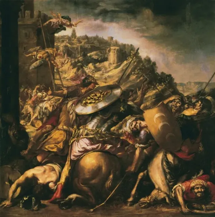 Framed Print : VALDɓLEAL, Juan de (1622-1690). The Retreat Framed Print : VALDɓLEAL, Juan de (1622-1690). The Retreat