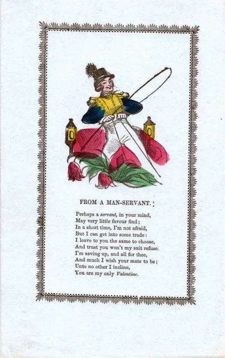 Framed Print : Valentine card from a Man-Servant, with verse Framed Print : Valentine card from a Man-Servant, with verse