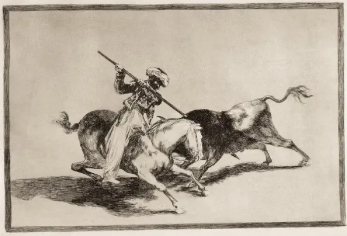 Framed Print : The valiant Moor Gazul is the first to spear bulls according Framed Print : The valiant Moor Gazul is the first to spear bulls according