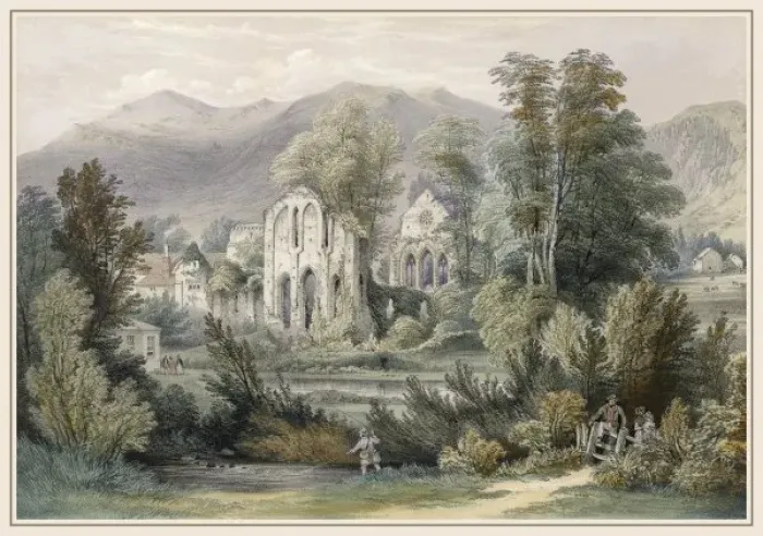 Framed Print : Valle Crucis Abbey C1850 Framed Print : Valle Crucis Abbey C1850