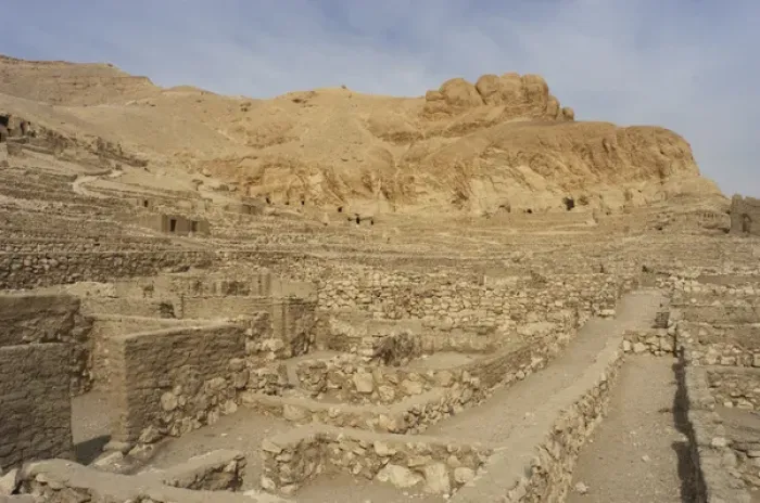 Framed Print : Valley of the Artisans. Ruins of Set Maat. Deir el-Medina. E Framed Print : Valley of the Artisans. Ruins of Set Maat. Deir el-Medina. E