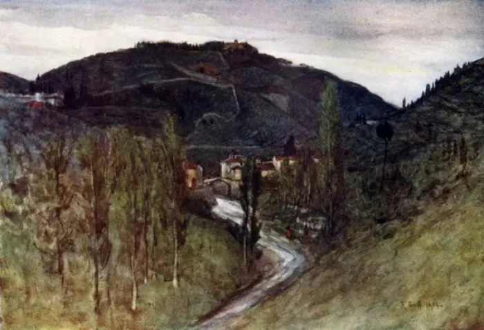 Framed Print : Valley of the Mugnone, below Fiesole, with Monte Rinaldini Framed Print : Valley of the Mugnone, below Fiesole, with Monte Rinaldini