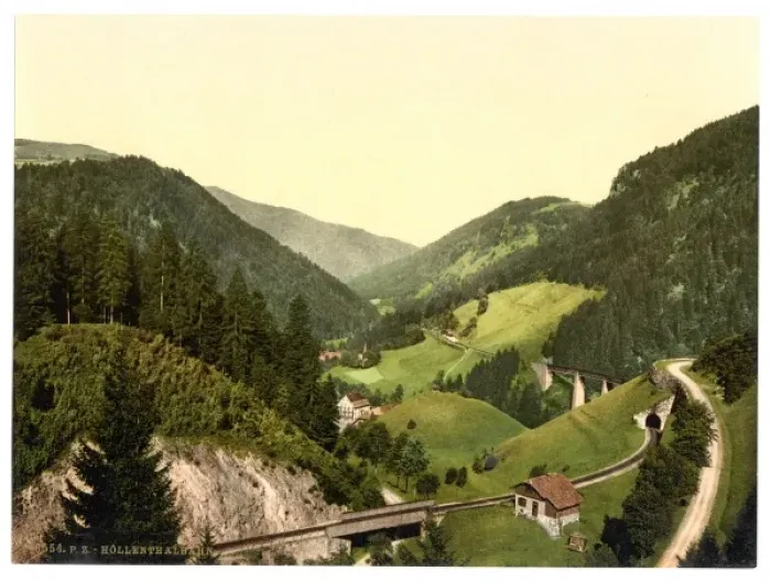 Framed Print : Valley and railway, Hollenthal, Black Forest, Baden, Germany