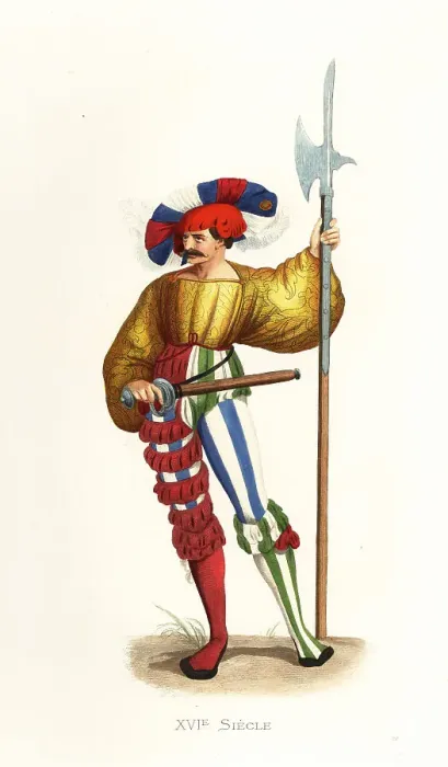 Framed Print : Valtein, German Landsknechte halberdier, 16th century Framed Print : Valtein, German Landsknechte halberdier, 16th century
