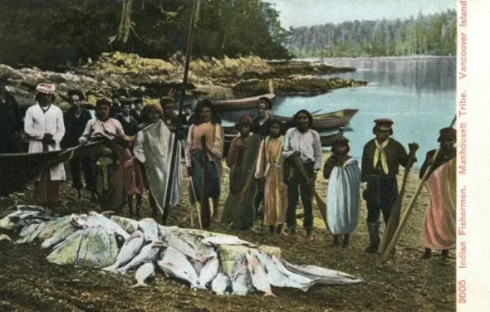 Framed Print : Vancouver Island - Manhousett Tribe Fishermen Framed Print : Vancouver Island - Manhousett Tribe Fishermen