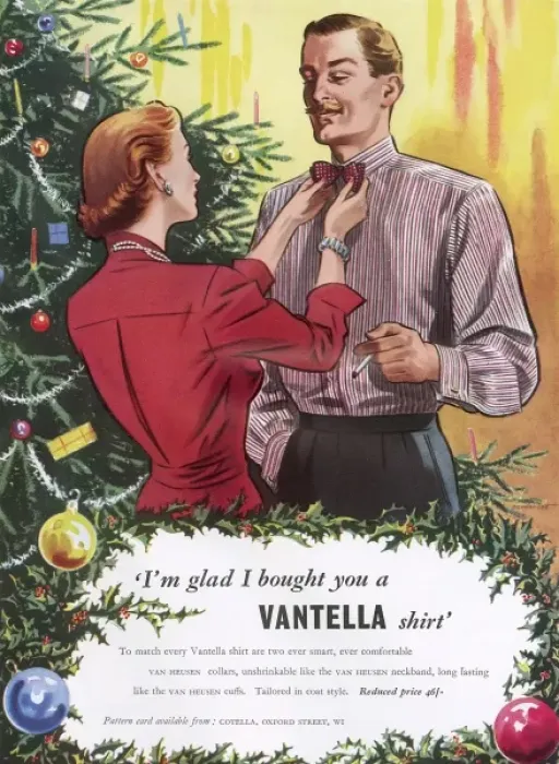 Framed Print : Vantella Shirt Christmas advertisement, 1953 Framed Print : Vantella Shirt Christmas advertisement, 1953