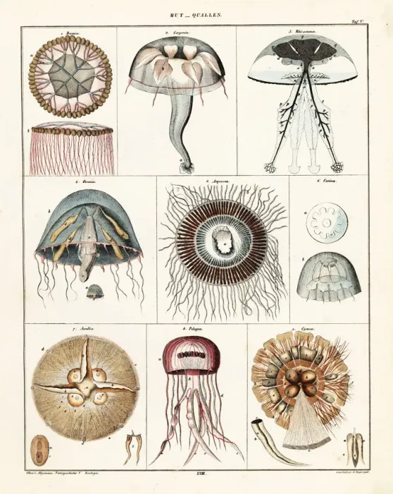 Framed Print : Varieties of jellyfish and medusae Framed Print : Varieties of jellyfish and medusae