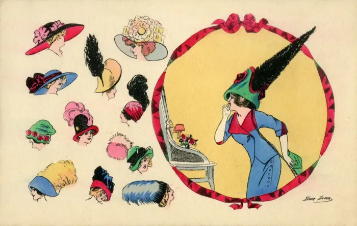 Framed Print : Variety of Fashionable headwear in the 1910s Framed Print : Variety of Fashionable headwear in the 1910s
