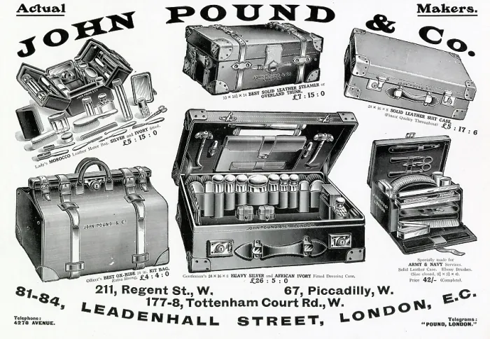 Framed Print : A variety of leather cases, available to buy at John Pound & Co in Leadenhall Street, london. Date: 1908 Framed Print : A variety of leather cases, available to buy at John Pound & Co in Leadenhall Street, london. Date: 1908