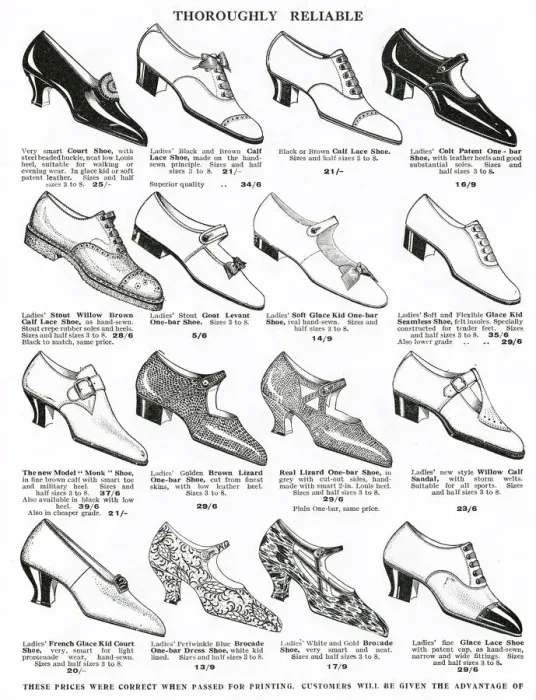 Framed Print : A Variety of womens comfortable shoes 1926 Framed Print : A Variety of womens comfortable shoes 1926