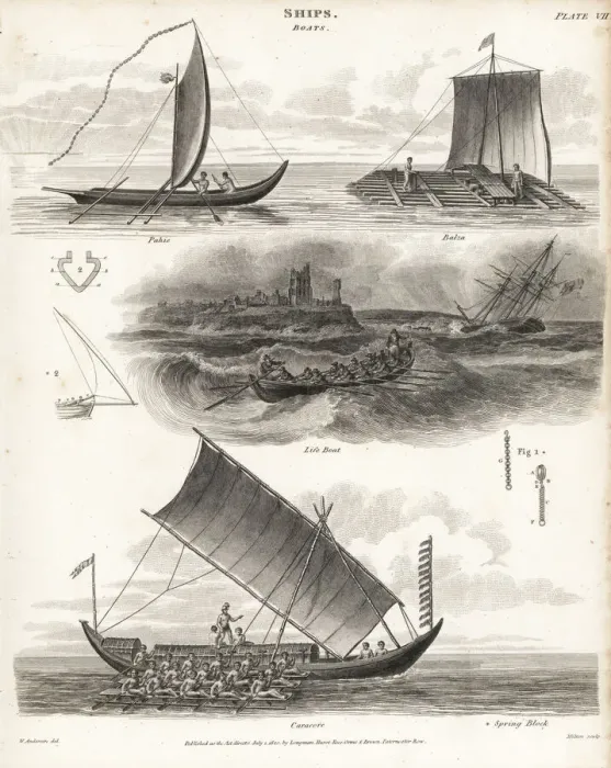Framed Print : Various boats including pahie, lifeboat, caracore, etc Framed Print : Various boats including pahie, lifeboat, caracore, etc