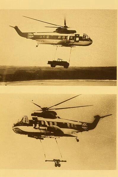 Various helicopters lifting load