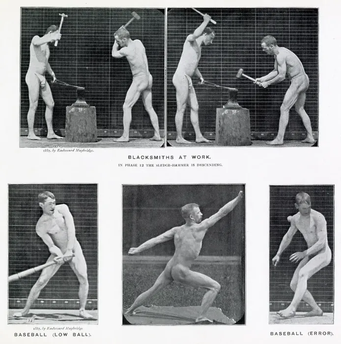 Framed Print : Various shots of blacksmiths and athletes. Date: 1887 Framed Print : Various shots of blacksmiths and athletes. Date: 1887