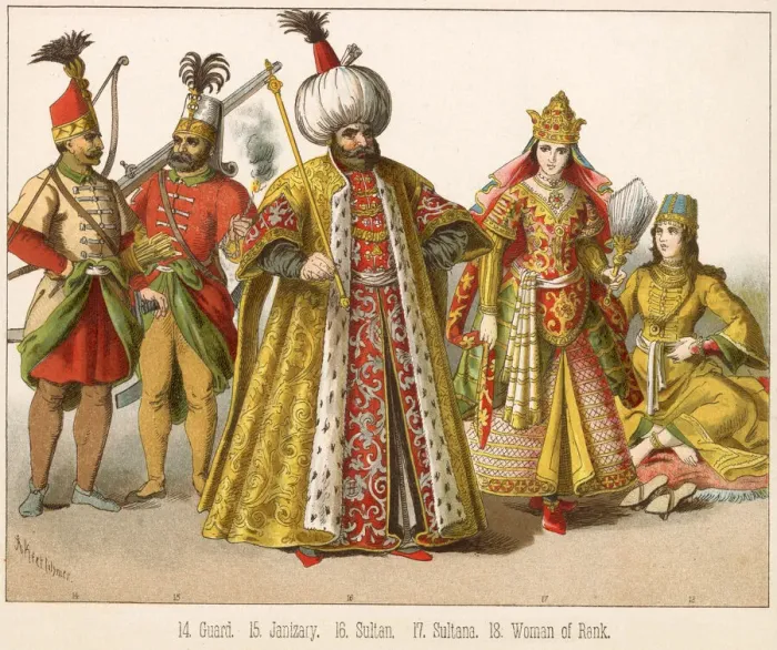 Framed Print : Various Turkish people: a guard, a janizary, a sultan, a sultana