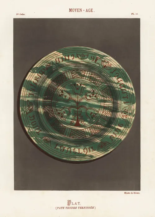 Framed Print : Varnished soft-paste plate decorated with Framed Print : Varnished soft-paste plate decorated with