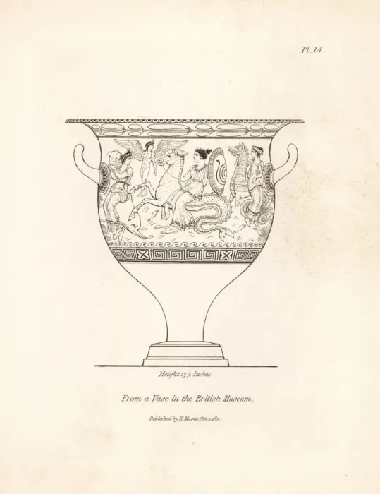 Framed Print : Vase decorated with mythical figures of nereids Framed Print : Vase decorated with mythical figures of nereids