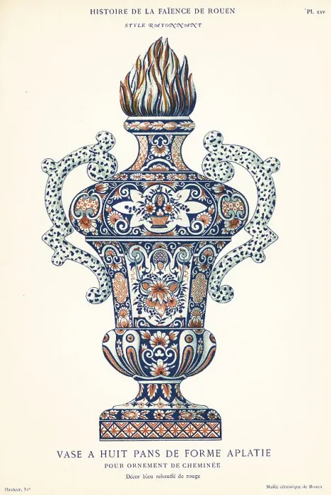 Framed Print : Vase with eight flattened sides, festoon style, Rouen Framed Print : Vase with eight flattened sides, festoon style, Rouen