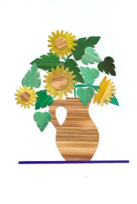 Framed Print : Vase of flowers made of straw on a greetings card Framed Print : Vase of flowers made of straw on a greetings card