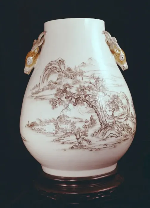 Framed Print : Vase with Landscape. 1736-1796. Decorated with Framed Print : Vase with Landscape. 1736-1796. Decorated with