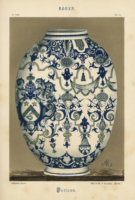 Framed Print : Vase or potiche from Rouen, with heraldic Framed Print : Vase or potiche from Rouen, with heraldic