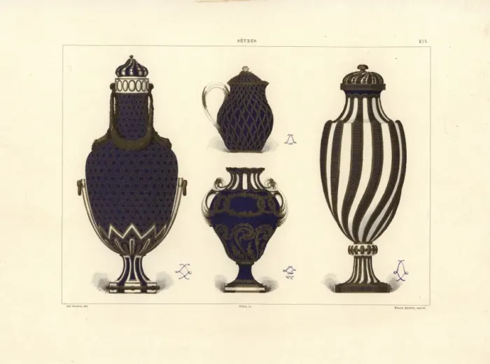 Framed Print : Vases with blue and gold decoration Framed Print : Vases with blue and gold decoration
