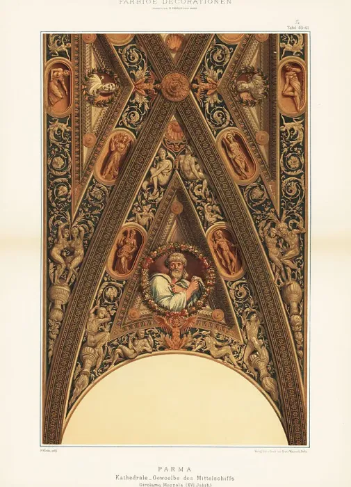 Framed Print : Vault of the central nave in Parma Cathedral, 16th century Framed Print : Vault of the central nave in Parma Cathedral, 16th century
