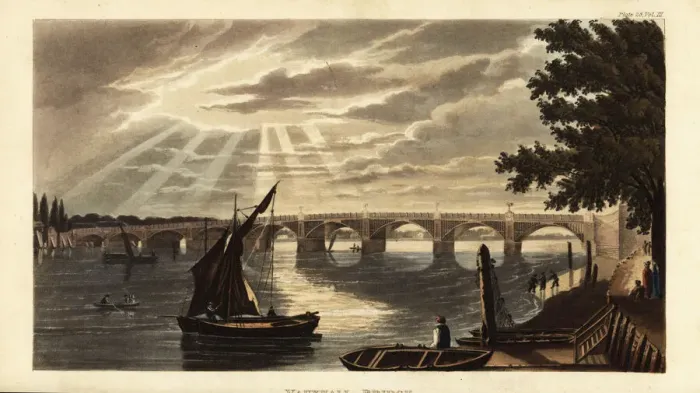 Framed Print : Vauxhall Bridge on the River Thames in 1817 Framed Print : Vauxhall Bridge on the River Thames in 1817