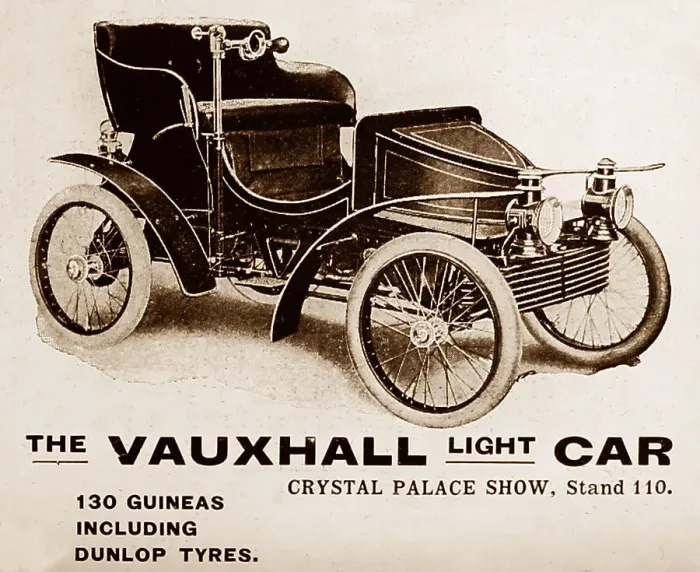Framed Print : Vauxhall veteran car advertisement, early 1900s Framed Print : Vauxhall veteran car advertisement, early 1900s