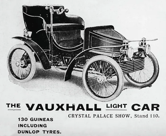 Framed Print : Vauxhall veteran car advertisement, early 1900s Framed Print : Vauxhall veteran car advertisement, early 1900s