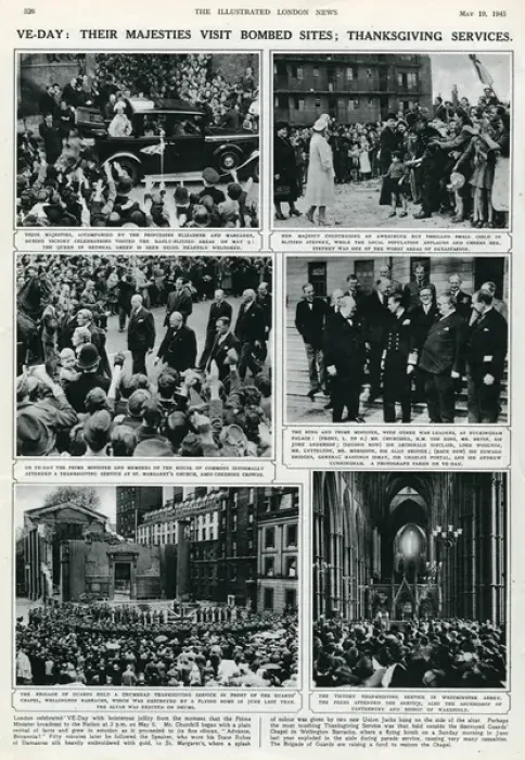 Framed Print : VE Day celebrations: their Majesties visit bomb sites Framed Print : VE Day celebrations: their Majesties visit bomb sites