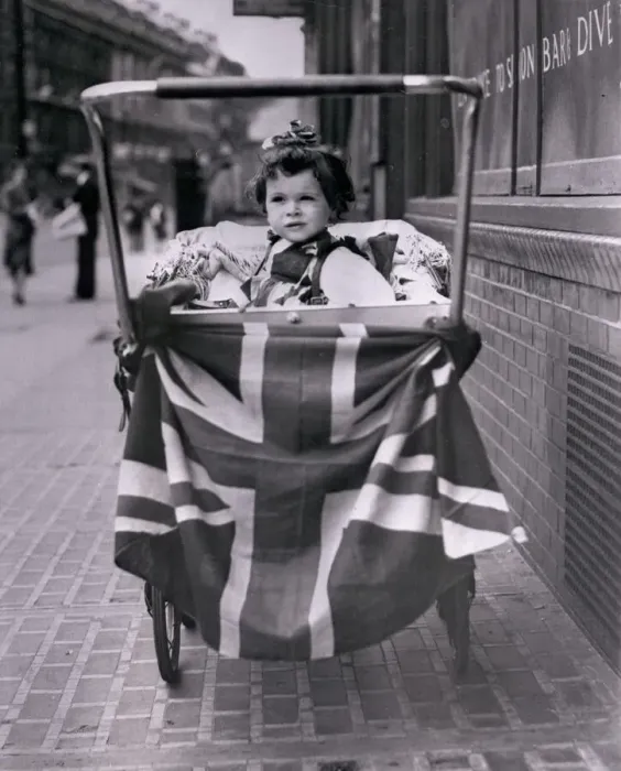 Framed Print : VE Day - patriotic baby Framed Print : VE Day - patriotic baby