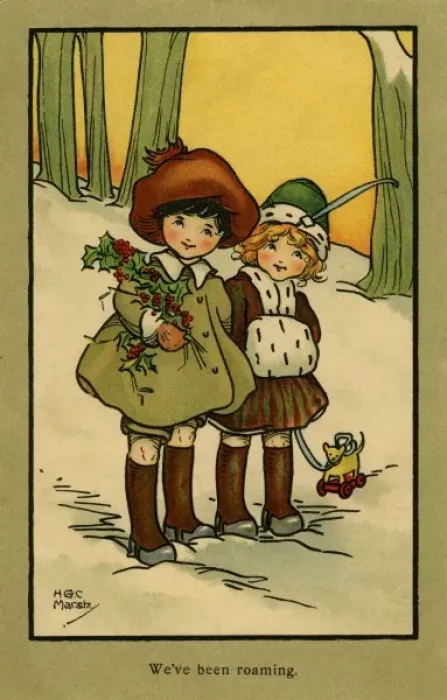 Framed Print : We ve been roaming -- children with holly Framed Print : We ve been roaming -- children with holly