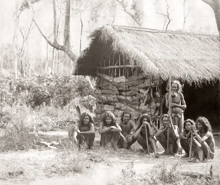 Framed Print : Veddahs outside a straw hut, Ceylon, Sri Lanka, c. 1880 s Framed Print : Veddahs outside a straw hut, Ceylon, Sri Lanka, c. 1880 s