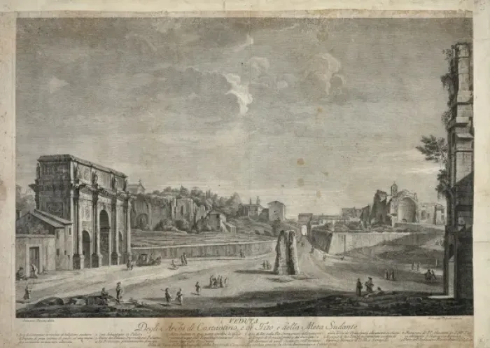 Framed Print : Veduta, Degli archi di Costantino, e di Tito, e della meta s Framed Print : Veduta, Degli archi di Costantino, e di Tito, e della meta s