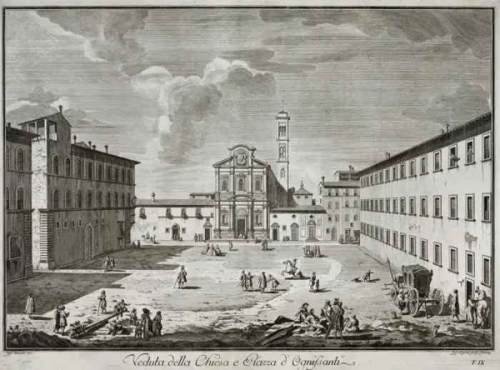 Framed Print : Veduta della Chiesa e Piazza d Ognissanti Framed Print : Veduta della Chiesa e Piazza d Ognissanti