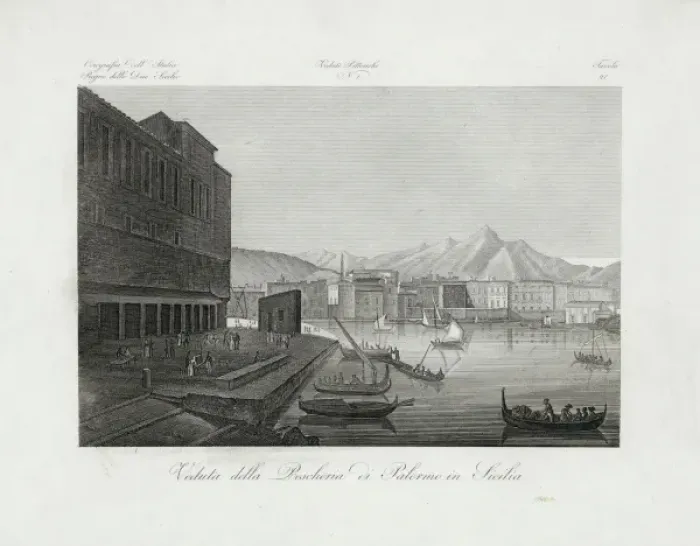 Framed Print : Veduta della pescheria di Palermo in Sicilia Framed Print : Veduta della pescheria di Palermo in Sicilia