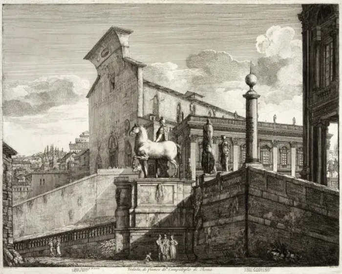 Framed Print : Veduta di fianco del Campidogilio di Roma Framed Print : Veduta di fianco del Campidogilio di Roma