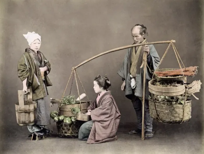 Framed Print : Vegetable seller, Japan, circa 1890 Framed Print : Vegetable seller, Japan, circa 1890