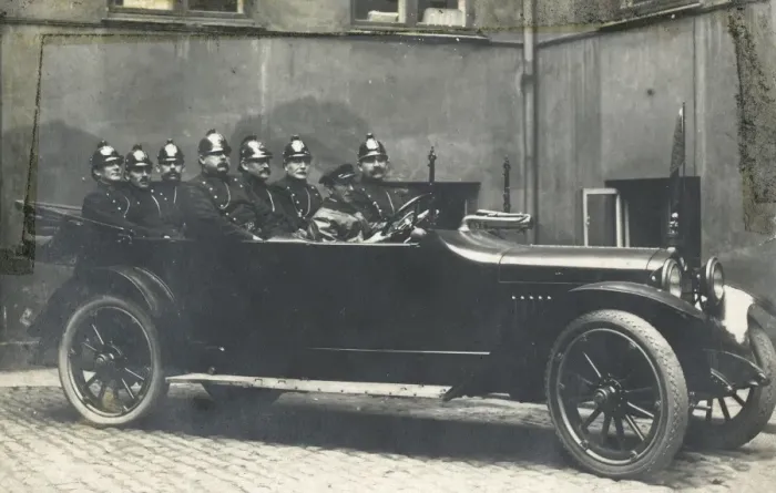 Framed Print : Vehicle with fire chiefs, Denmark Framed Print : Vehicle with fire chiefs, Denmark