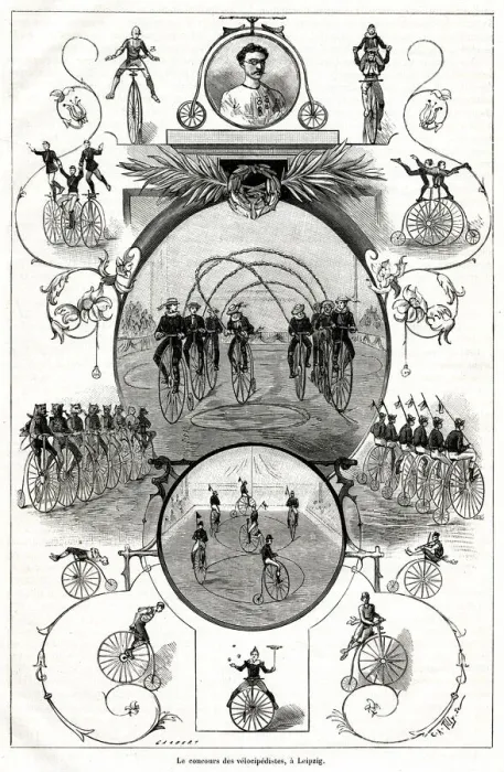 Framed Print : Velocipede competition in Leipzig, Germany 1885 Framed Print : Velocipede competition in Leipzig, Germany 1885